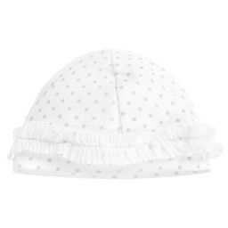 Monnalisa-قبعة قطن لون أبيض ورمادي للمولودات | Childrensalon Outlet