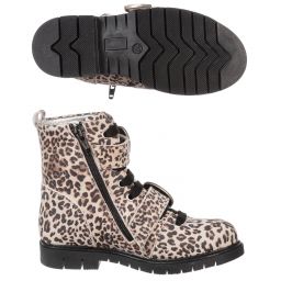 Monnalisa-Beige Leopard Print Boots | Childrensalon Outlet