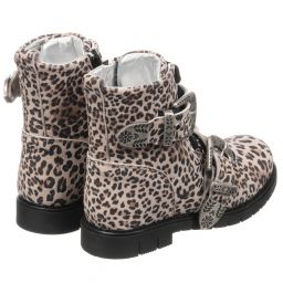 Monnalisa-Beige Leopard Print Boots | Childrensalon Outlet