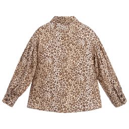 Monnalisa-Beige Leopard Print Shirt | Childrensalon Outlet