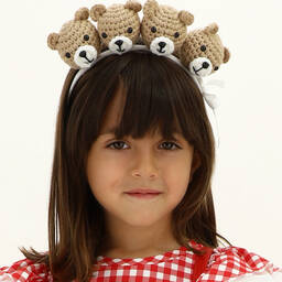 Monnalisa-Beige Teddy Bears Hairband | Childrensalon Outlet