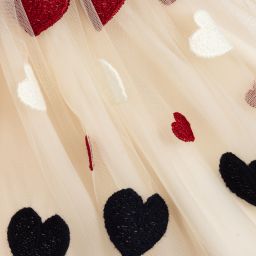 Monnalisa-Beige Tulle Heart Skirt  | Childrensalon Outlet