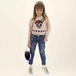 Monnalisa-كنزة صوف لون بيج للبنات | Childrensalon Outlet