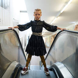 Monnalisa-Black Dress & Belt   | Childrensalon Outlet