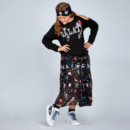 Monnalisa-Black Galaxy Badge Sweatshirt | Childrensalon Outlet