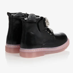 Monnalisa-Черные ботинки из лакированной кожи | Childrensalon Outlet