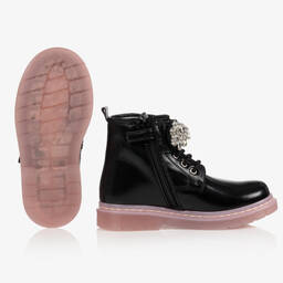 Monnalisa-Черные ботинки из лакированной кожи | Childrensalon Outlet