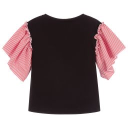 Monnalisa-Black & Red Cherry T-Shirt | Childrensalon Outlet