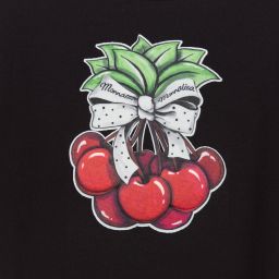 Monnalisa-Black & Red Cherry T-Shirt | Childrensalon Outlet