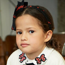 Monnalisa-Black & Red Logo Hairband | Childrensalon Outlet