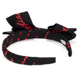Monnalisa-Black & Red Logo Hairband | Childrensalon Outlet