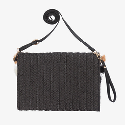 موناليزا-حقيبة قش بوم- بوم لون أسود للبنات (28 سم) | Childrensalon Outlet