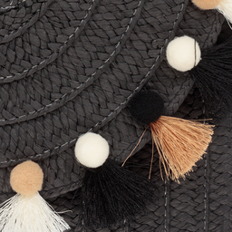 موناليزا-حقيبة قش بوم- بوم لون أسود للبنات (28 سم) | Childrensalon Outlet