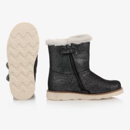 موناليزا-بوت جلد شمواه لون أسود للبنات | Childrensalon Outlet