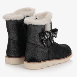 موناليزا-بوت جلد شمواه لون أسود للبنات | Childrensalon Outlet