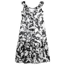Monnalisa-Black & White Cotton Dress | Childrensalon Outlet