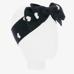 Monnalisa-Черная повязка на голову с белыми сердечками | Childrensalon Outlet