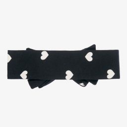Monnalisa-Черная повязка на голову с белыми сердечками | Childrensalon Outlet