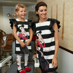 Monnalisa-Black & White Olive Dress | Childrensalon Outlet
