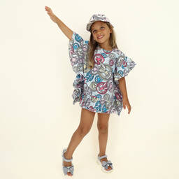 Monnalisa-Голубой кафтан с Багзом Банни и Лолой | Childrensalon Outlet