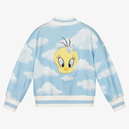 Monnalisa-Blue Clouds Tweety Zip-Up Top | Childrensalon Outlet