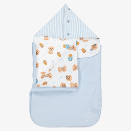 Monnalisa-Blue Cotton Baby Nest (72cm) | Childrensalon Outlet