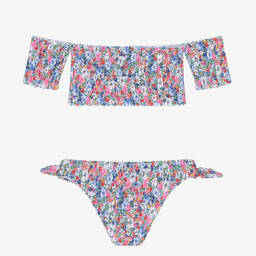 موناليزا-مايو بيكيني لون أزرق بطبعة ورود | Childrensalon Outlet