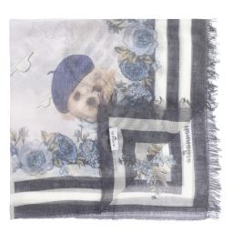 Monnalisa-Голубой шарф с цветочным рисунком (72 см) | Childrensalon Outlet