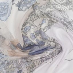 Monnalisa-Голубой шарф с цветочным рисунком (72 см) | Childrensalon Outlet