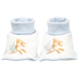 Monnalisa-Blue & Ivory Baby Booties | Childrensalon Outlet