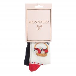 Monnalisa-Blue & Ivory Floral Tights | Childrensalon Outlet
