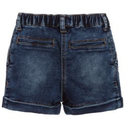 Monnalisa-شورت أطفال بناتي قطن دنيم مطرز لون أزرق | Childrensalon Outlet