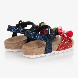 Monnalisa-Blue & Red Glitter Sandals | Childrensalon Outlet