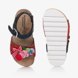 Monnalisa-Blue & Red Glitter Sandals | Childrensalon Outlet