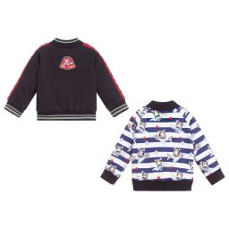 موناليزا-توب بوجهين قطن لون كحلي و أبيض للمواليد | Childrensalon Outlet