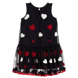 Monnalisa-Blue Tulle Heart Dress | Childrensalon Outlet