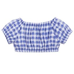 Monnalisa-Blue & White Gingham Blouse | Childrensalon Outlet