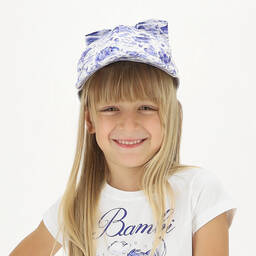 موناليزا-كاب قطن لون أبيض وأزرق للبنات | Childrensalon Outlet