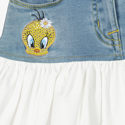 Monnalisa-Blue & White Tweety Skirt | Childrensalon Outlet