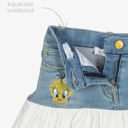 Monnalisa-Blue & White Tweety Skirt | Childrensalon Outlet