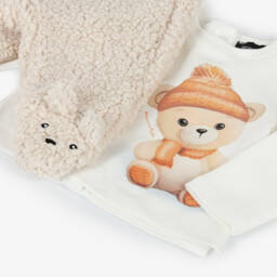 Monnalisa-Boys Beige Teddy Fleece Set | Childrensalon Outlet