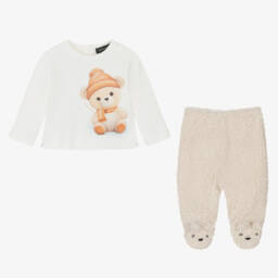 Monnalisa-Boys Beige Teddy Fleece Set | Childrensalon Outlet