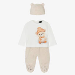 Monnalisa-Boys Beige Teddy Fleece Set | Childrensalon Outlet