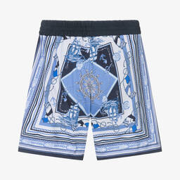 Monnalisa-Boys Blue Cotton Nautical Print Shorts | Childrensalon Outlet