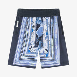 Monnalisa-Boys Blue Cotton Nautical Print Shorts | Childrensalon Outlet