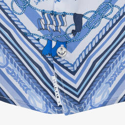 Monnalisa-Boys Blue Nautical Print Viscose Shirt | Childrensalon Outlet