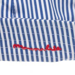 Monnalisa-قبعة مزيج قطن مقلم لون أزرق وأبيض | Childrensalon Outlet