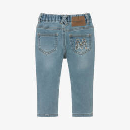 Monnalisa-Boys Denim Jeans with Bear Embroidery | Childrensalon Outlet