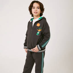 Monnalisa-Серый хлопковый топ Looney Tunes на молнии | Childrensalon Outlet