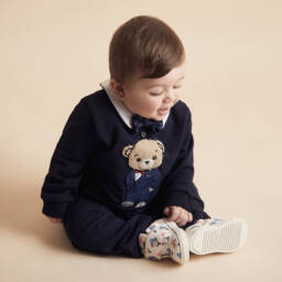 Monnalisa-Boys Ivory Bear Print Trainers | Childrensalon Outlet
